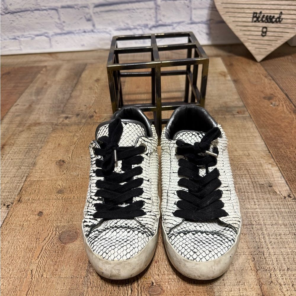 Zadig & Voltaire White Leather Snakeskin Sneakers shoes EU 38 US 7 WOMENS - Picture 10 of 16